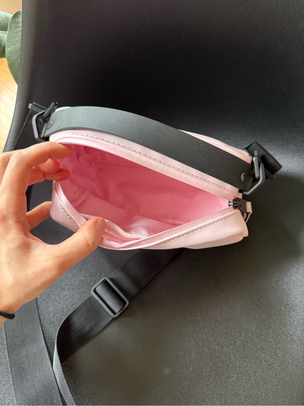 Rains Pink Crossbody Box Bag with Black Strap - Picture 3 of 5